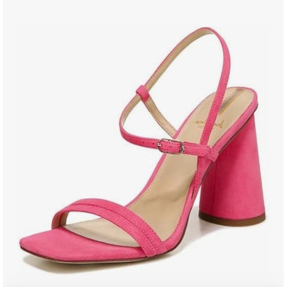 Sam‎ Edelman Kit Dahlia Pink Square Toe Slingback Cylindrical Block Heel Sandals